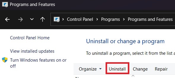 uninstall adobe